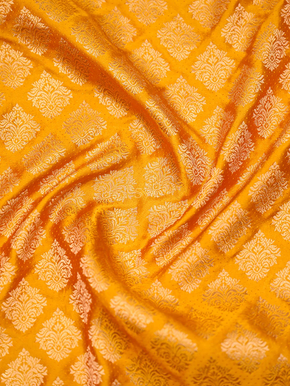 Mustard Satin Brocade Handloom Banarasi Saree
